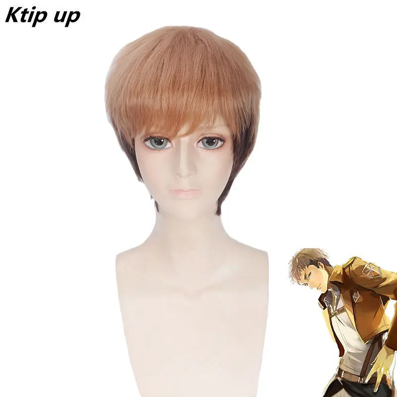 

Ktip Up Attack on Titan Jean Kirschtein Kirstein Wigs Brown Mixed Color Heat Resistant Synthetic Hair Cosplay Wig + Wig Cap