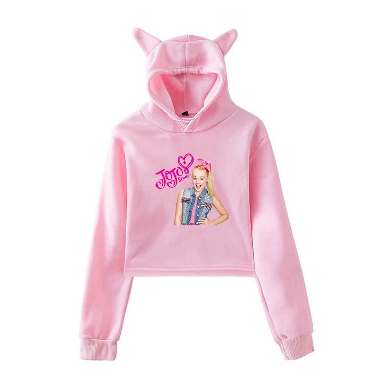Женский укороченный топ Jojo Siwa Розовый пуловер с кошачьими ушками в Корейском