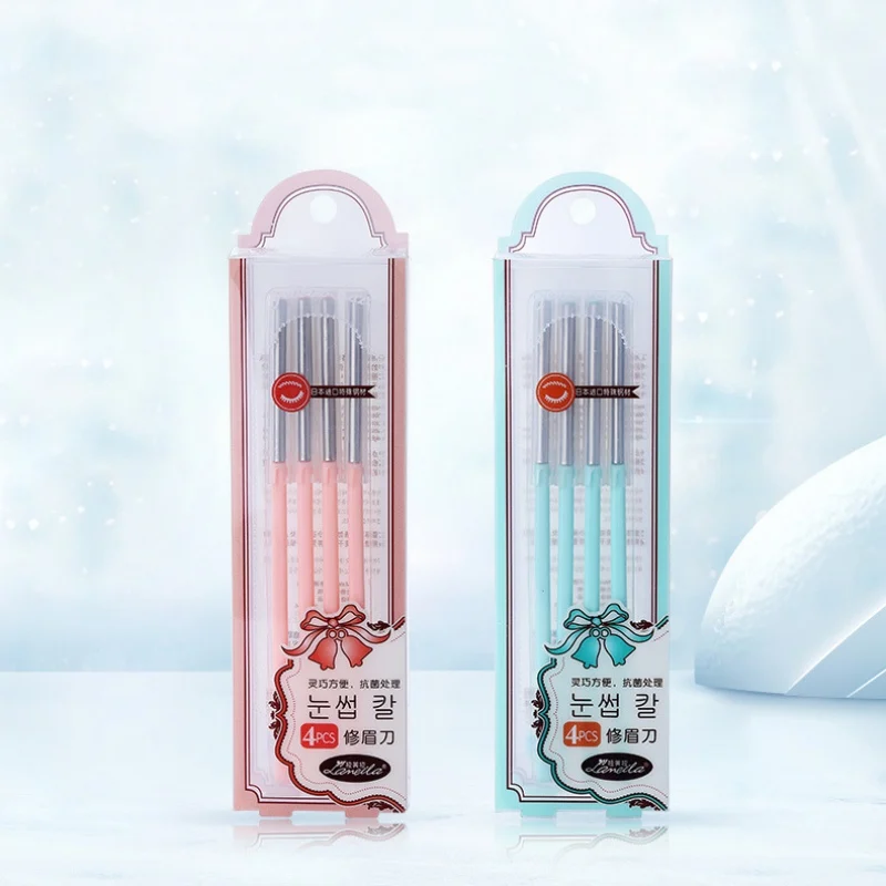 4pcs Eyebrow Trimmer Stainless Eyebrow Sharper Painless Hair Removal Tool Facial Face Razor Eyebrow Trimmers Blades Shaver