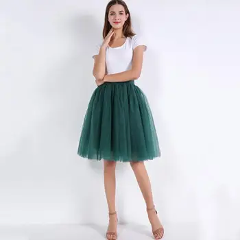 

Tulle 5 Layers Women Lady Solid Colored Elastic High Waist Mesh Tutu Skirt Luxury Pleated Classic Midi Adult Wedding Party