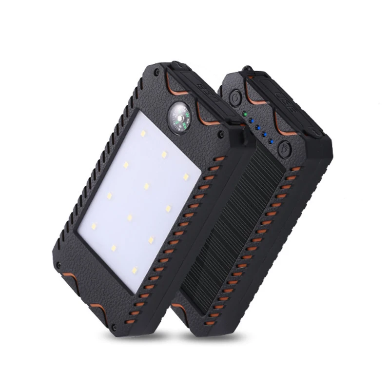 20000mAh-Orange Горячая 30000 мАч Солнечное зарядное устройство пылезащитное водонепроницаемое портативное зарядное устройство со светодиодный компасом для Xiaomi Mi 9 8 IPhone аккумулятор - Цвет: 20000mAh-Orange