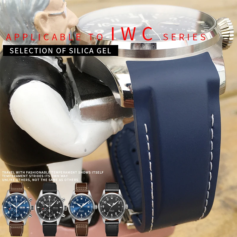 20Mm 21Mm Cinturino In Gomma Siliconica Cinturino Impermeabile Per Iwc Mark Le Wav Prince Big Pilot Spitfire Accessori Per Braccialetti