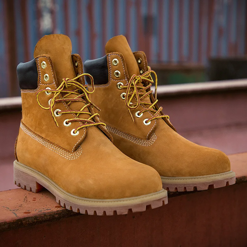 

Plus Velvet Men's Boot Genuine Leather Martin Boots Men's High Shoes Trend Chinese Rhubarb Boots Men's Outdoor Casual Short Boot