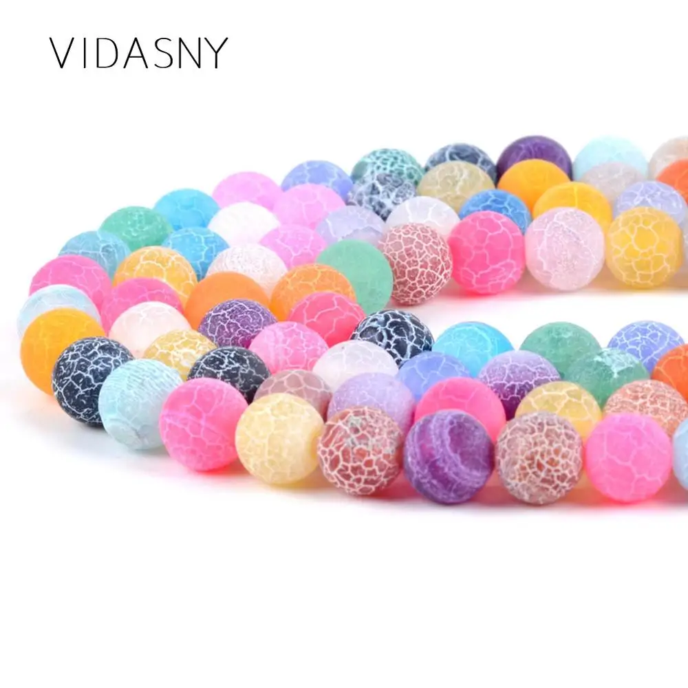 Multicolor Натуральный смешанный камень матовый, с напылением треснутые Зеленый Фиолетовый Синий агатовые бусины для изготовления ювелирных изделий оникс бусины для изготовления браслетов ожерелье 15" - Цвет: Multicolor