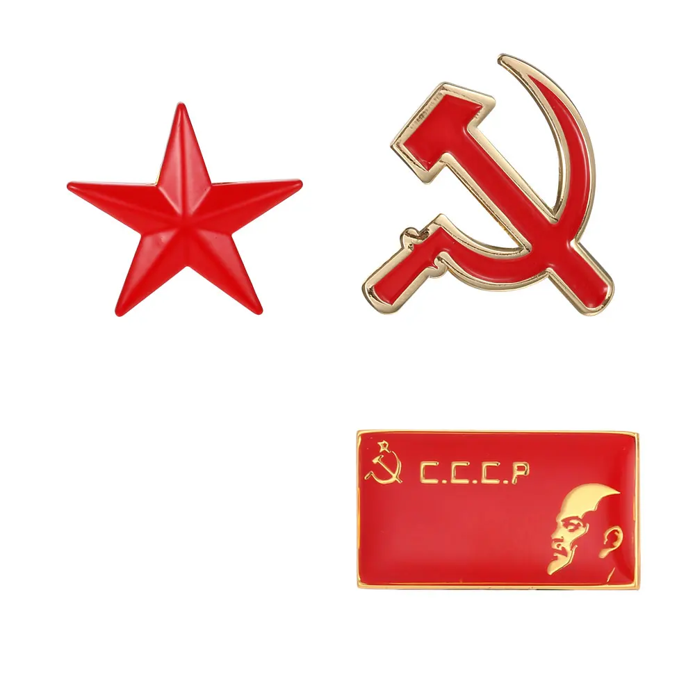 3 шт. костюм СССР русский серповидный Флаг значок Ленин классика CCCP военный Второй мировой войны брошь в виде Красной звезды на булавке