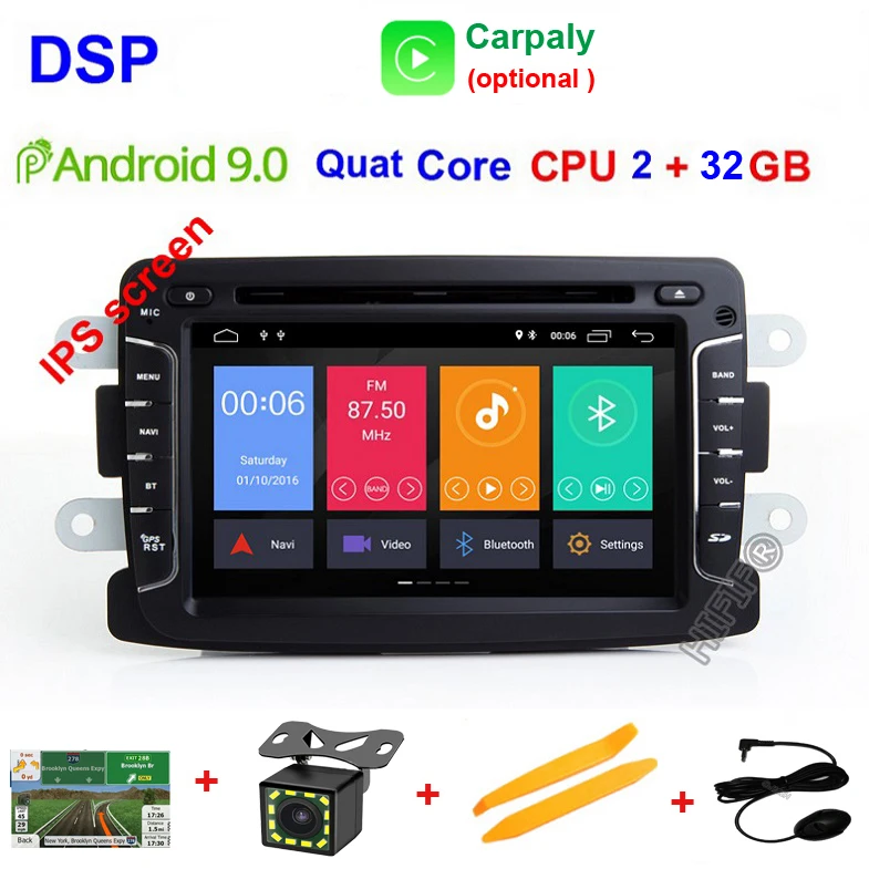 2G RAM 32G ROM DSP Восьмиядерный android 9,0 автомобильный dvd для Dacia Lodgy Logan, Duster Sandero с 2 din радио gps видео wifi навигация мультимедийный плеер - Цвет: 2G RAM 32G ROM DSP