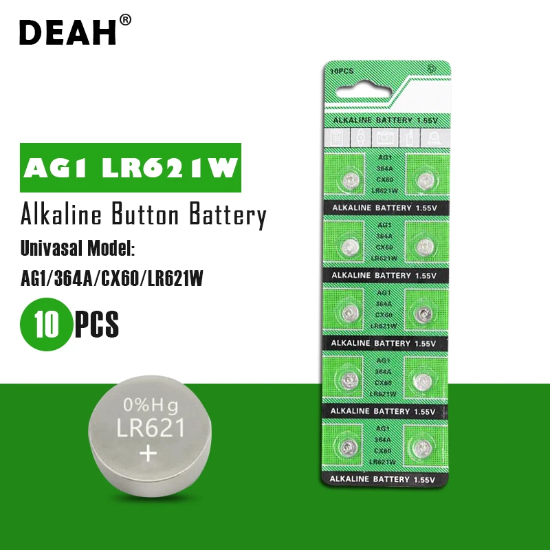 10 шт. щелочные батарейки AG1 LR621 1 55 в 164 LR621W CX60 364A SP364 TR621|Часовые батарейки| |