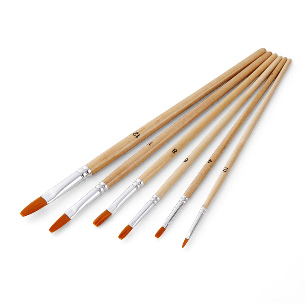 

12pcs Paint Brushes Set with Flat and Round Pointed Tips Nylon Hair Wooden Handle Professional Drawing Paintbrush for Artists