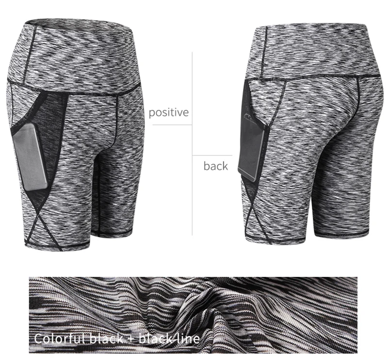 New Women's Pocket Design Compression Yoga Shorts Running Tights Women Quick Dry Outdoor Sports Gym Fitness Sport Shorts
