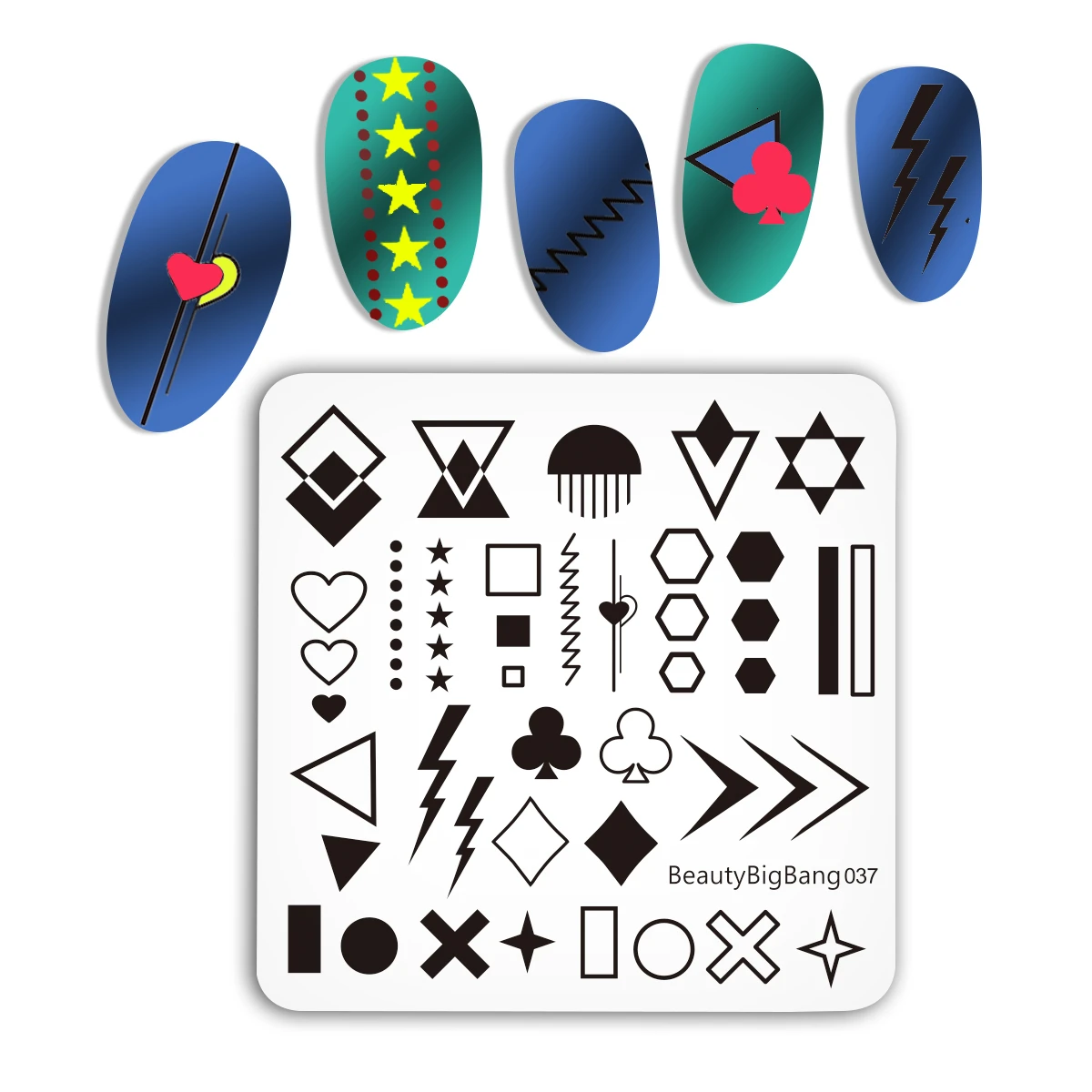 037 BEAUTYBIGBANG 6*6cm Nail Stamping Plate Plates Nail Template Flower Character Animal Theme Stamp Nail Art Stamp Image Template - Цвет: 037