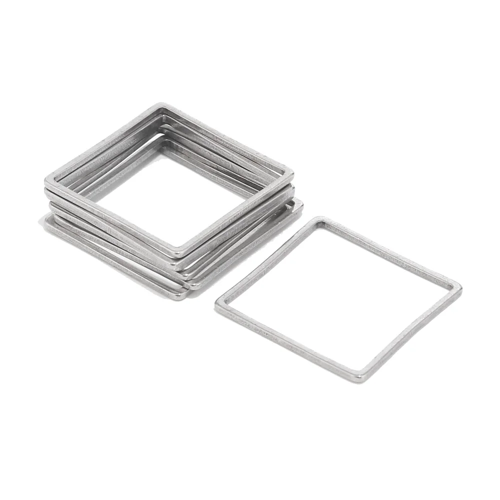 Steel Color Square 10 шт 20 мм золотые серьги фурнитура нержавеющая сталь Шестигранная форма соединительные кольца для DIY ювелирные аксессуары - Цвет: Steel Color Square