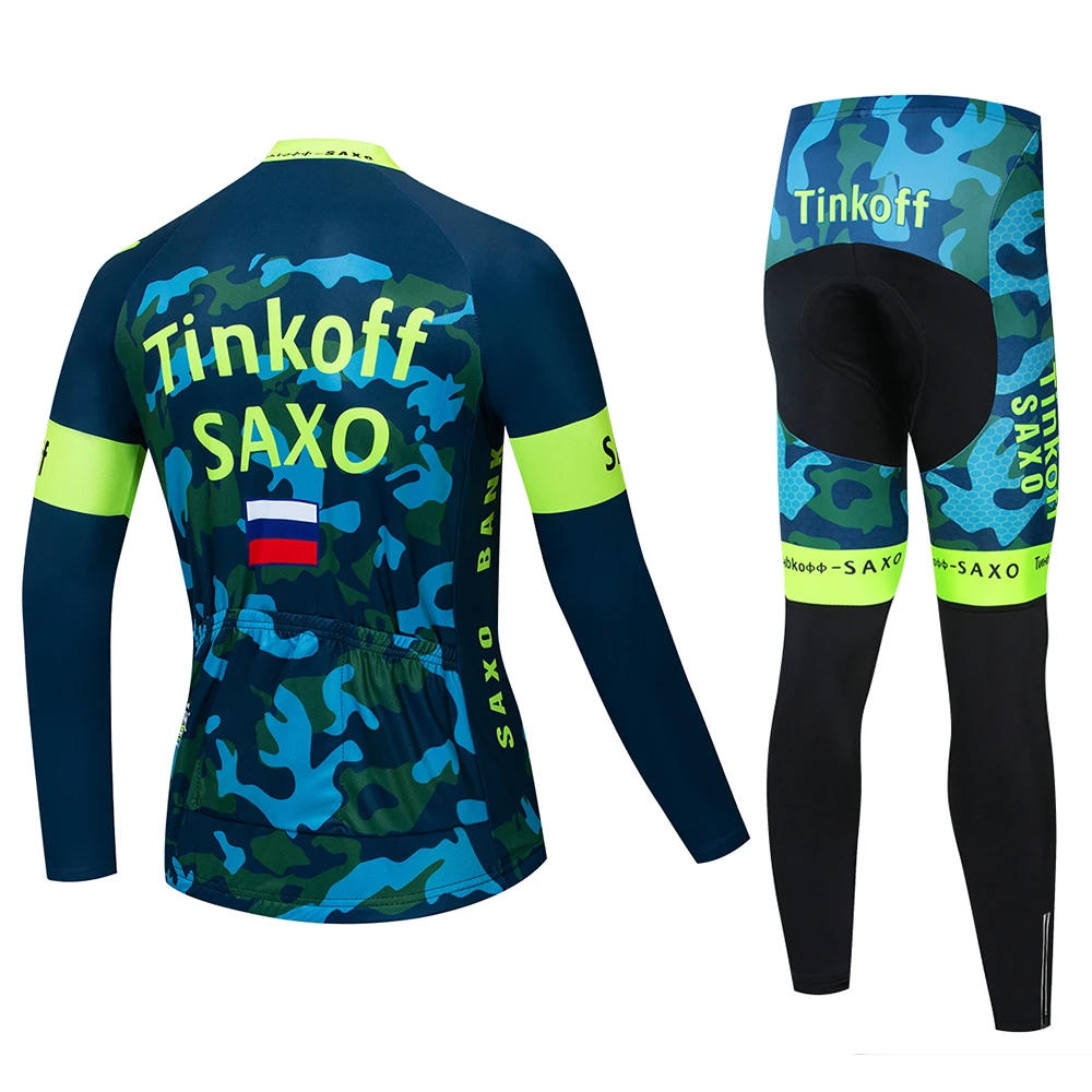 Saxo bank Tinkoff pro team длинный рукав Велоспорт Джерси Ropa велосипедная одежда для велоспорта MTB наборы 19D гель