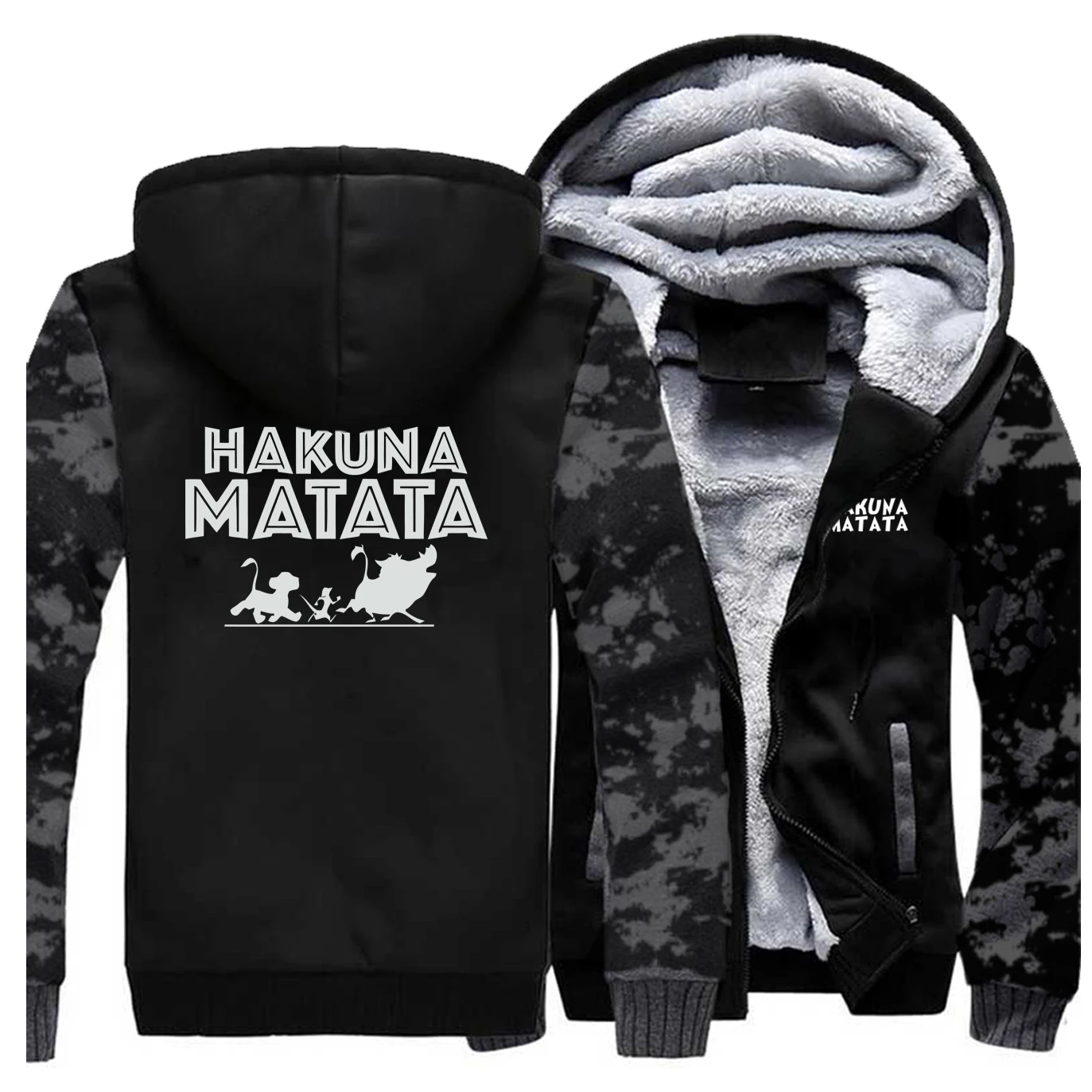 Hahuna Матата Король Лев мультфильм печать толстовка теплая новая Simba уличная Мужская толстовка куртка куртки Harajuku Толстовка - Цвет: Vintage Gray 5