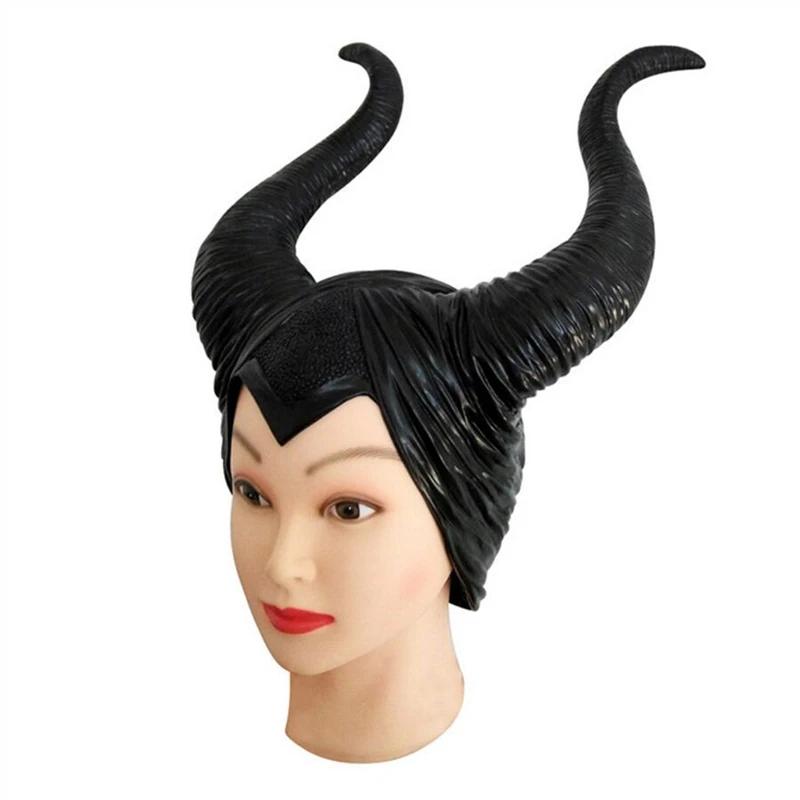 Maleficent маска модный натуральный Латекс maleficent рога взрослых женщин Хэллоуин костюм jolie головной убор для косплея шляпа парик