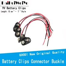 Clipes de bateria 9v 15cm conector de conexão de cabo, fivela de conexão de cabo softshell fivela de bateria cabos plugue para arduino diy com 10 peças