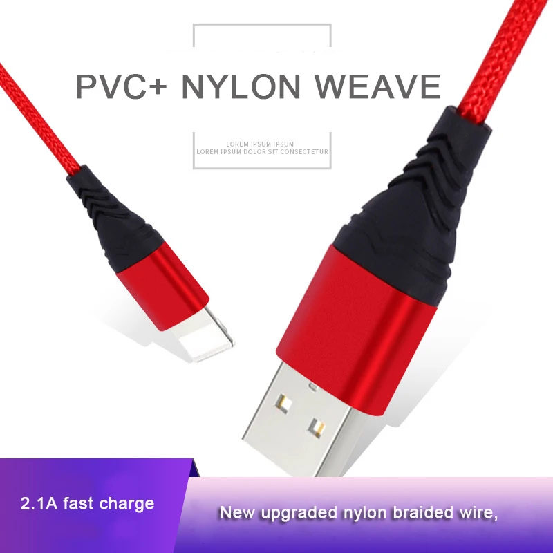 Android универсальный USB кабель для передачи данных для мобильного телефона для тип-c IOS нейлоновый Плетеный зарядный кабель 2.4A Быстрая зарядка 1 м/2 м