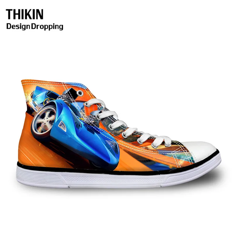 THIKIN Cool Wheels Racing Car подростковые кроссовки на платформе Модные вулканизированные парусиновые туфли Летняя мужская спортивная обувь на заказ - Цвет: as picture