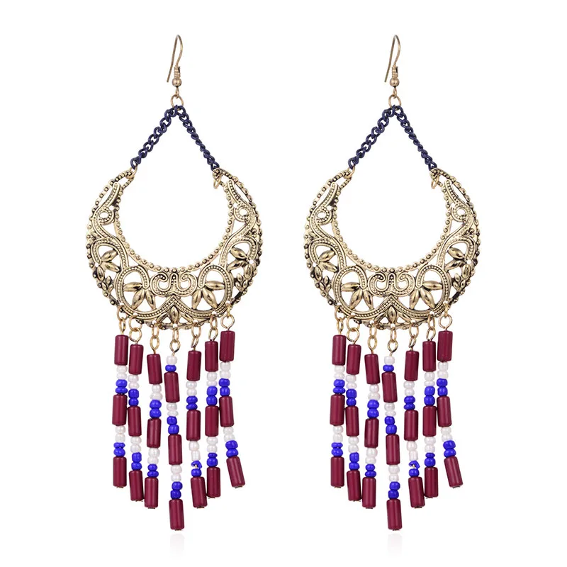 E3-11037 goldpurple Shineland массивные серьги Vinatge серьги в геометрическом стиле с кисточками для женщин Висячие серьги вечерние ювелирные изделия brincos N50 - Окраска металла: E3-11037 goldpurple