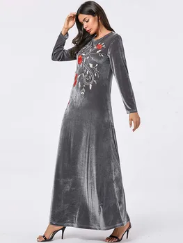 

Muslim Fashion Long African Abaya Dress Vestido For Muslim Women 9117 Big Women's Embroidery Long Arab Big Long Skirt
