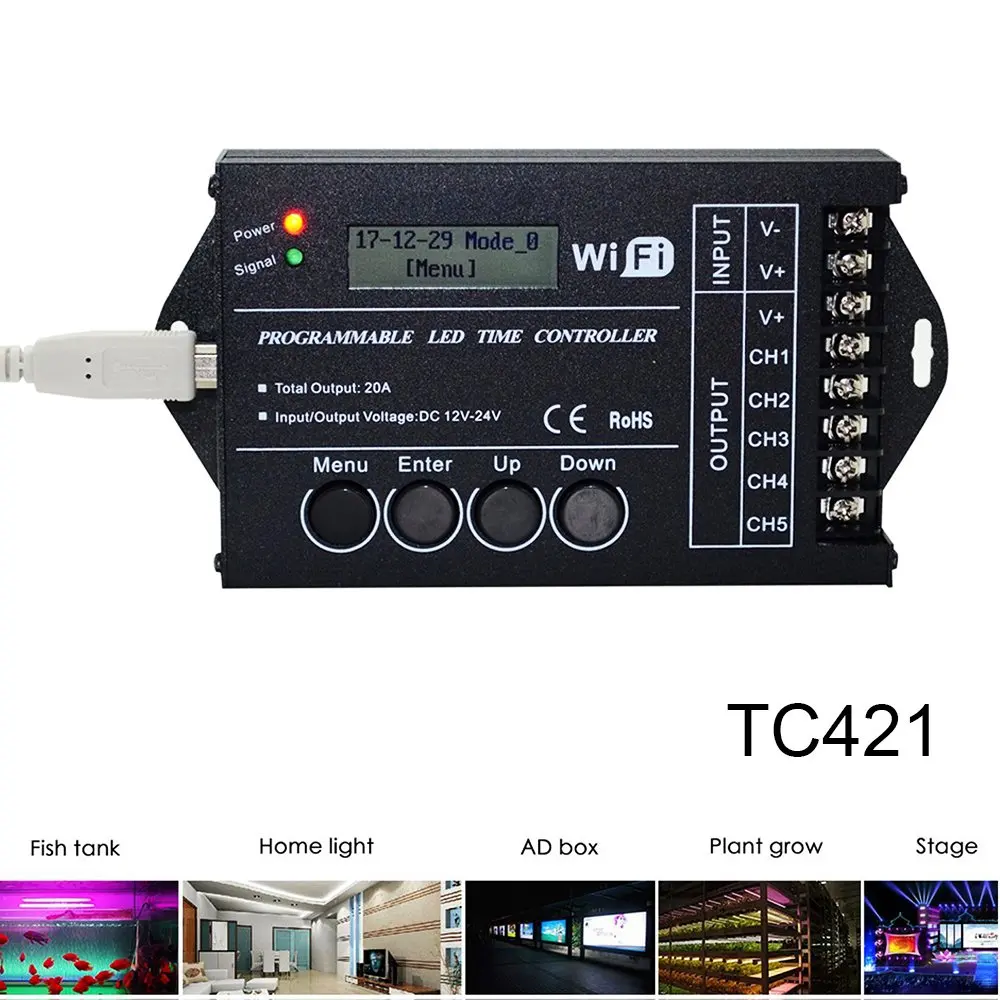 Программируемый таймер WIF RGB светодиодный контроллер TC421 TC420 12 В/24 В постоянного