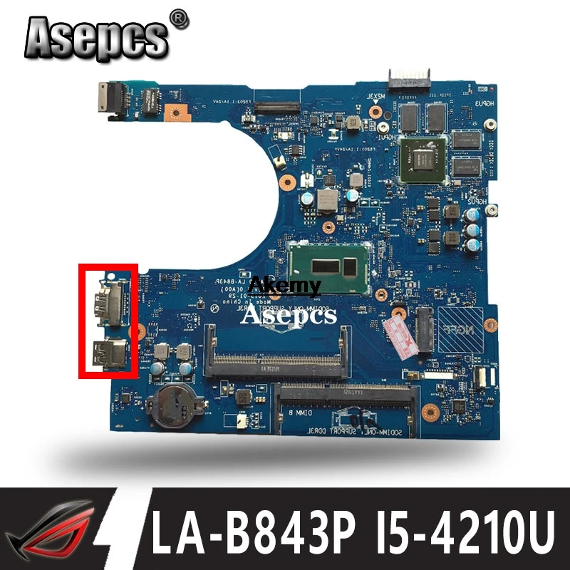 

CN-0R53XF R53XF FOR Dell Inspiron 5458 5558 Laptop Motherboard AAL10 LA-B843P REV:1.0(A00) I5-4210U 920M 2G mainboard