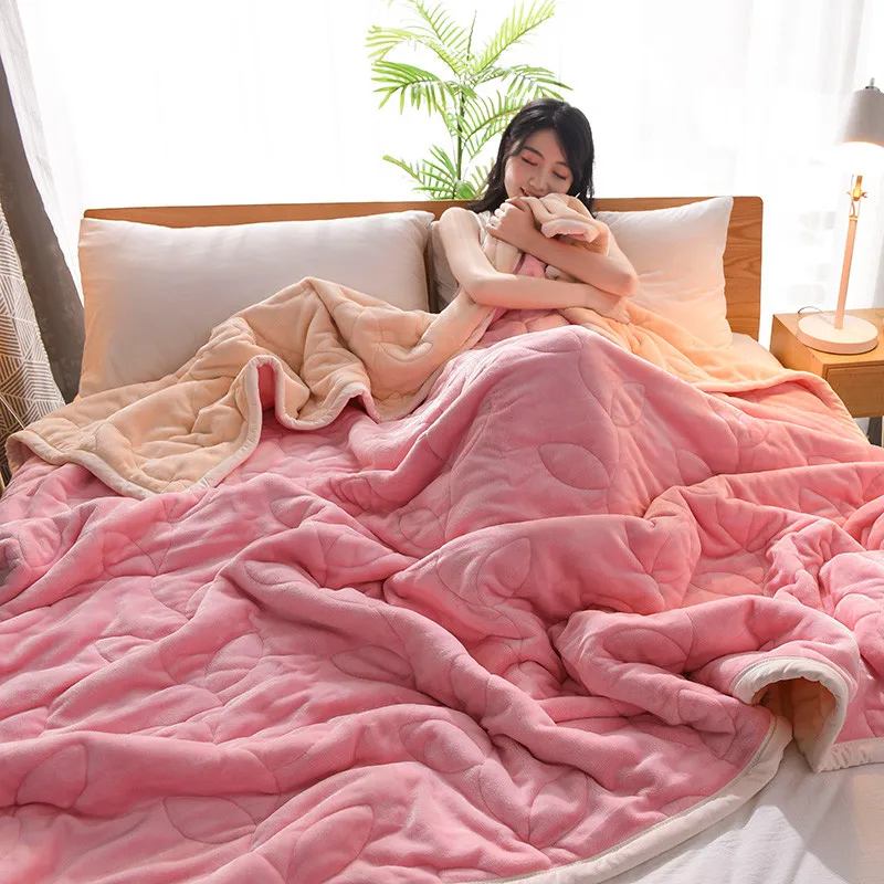 

Thick Double-Layer Babe rong tan zi Nap Velvet Bed Sheet Double Winter Coral Fleece Blanket Quilt