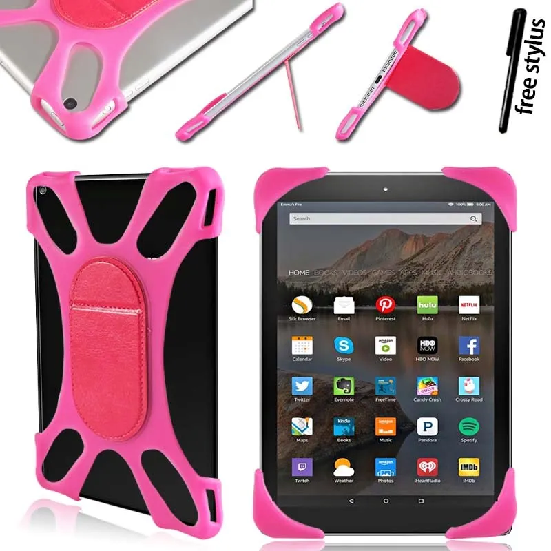 KK& LL для Amazon Fire 7(5/7/9 поколение, выпуска)-противоударный силиконовый чехол-подставка для планшета+ стилус - Цвет: pink
