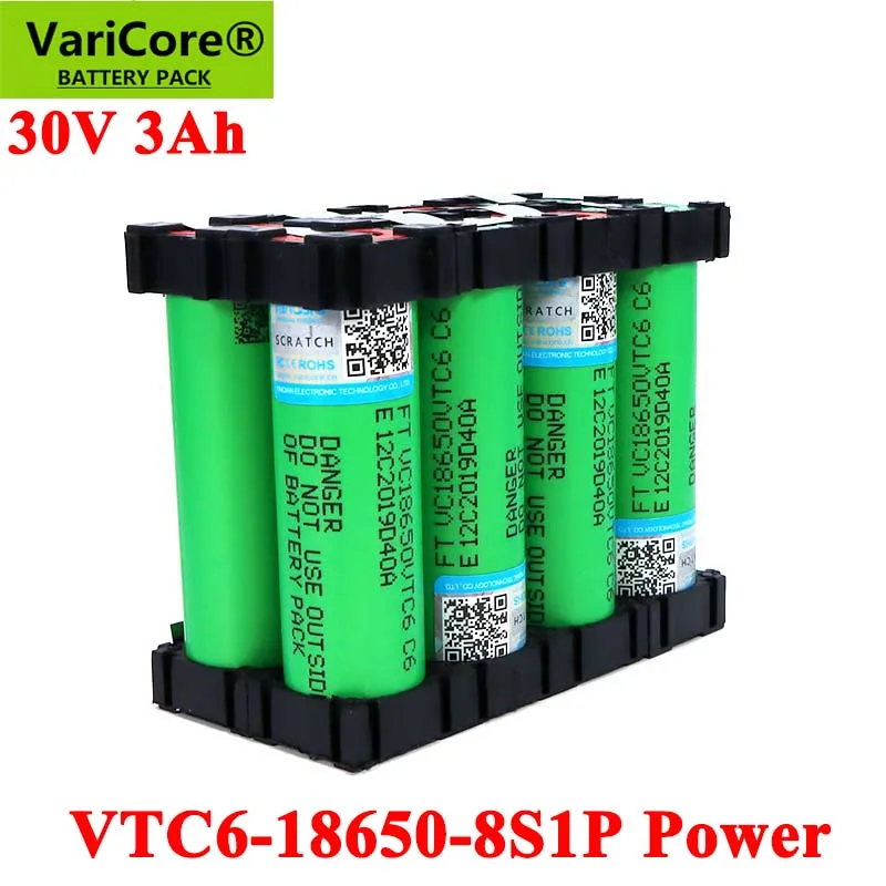 VariCore 30V 18650 VTC6 3000mAh battery 20 amps 29.6V 8S1P for Screwdriver Electric hand drill batteries weld battery pack