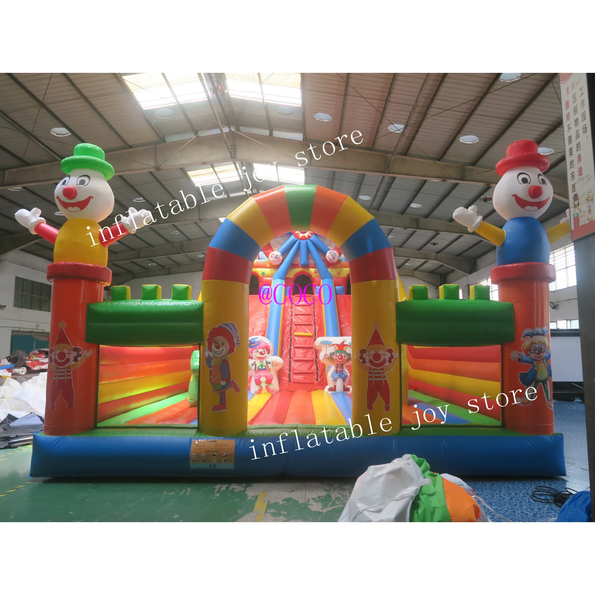 sea shipment,Clown theme inflatable slide,commercial circus bouncy castle bouncer slide funny playground 3