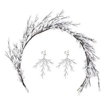 

Bridal Rhinestone Hair Hoop Earring Set Wedding Headwear Women Decorative Jewelry Headband Accessories