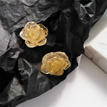 

women flower Stud earrings for women shape resin earrings translucent inlaid gold foil rose diy ear jewelry accessories