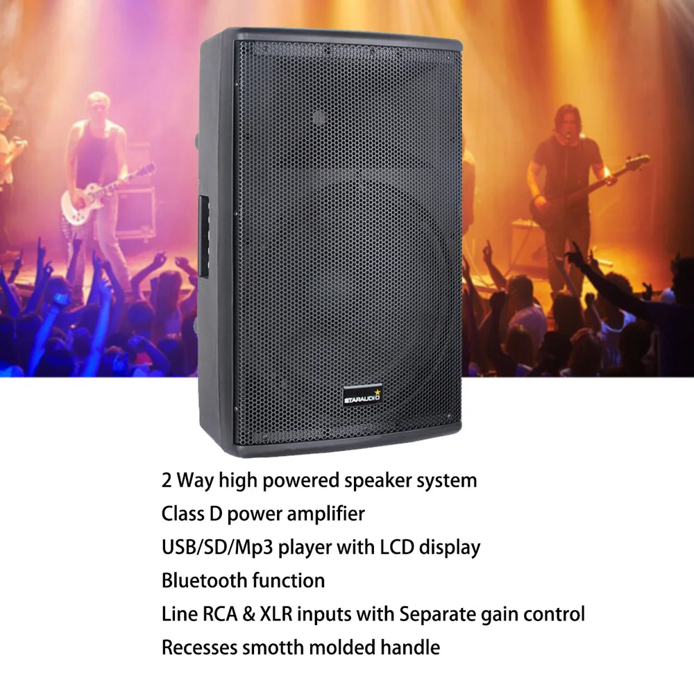 STARAUDIO 15 дюймов 4000 Вт PA DJ активный Динамик Системы W/Bluetooth класса D аудио KTV свет