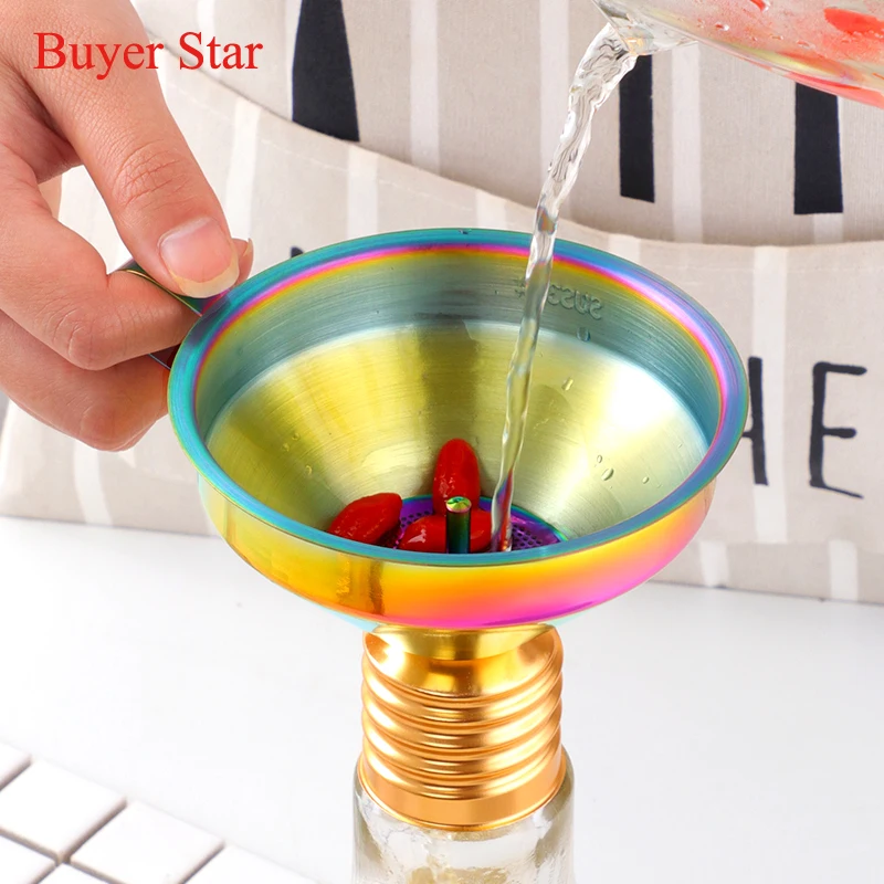 1 pz Hangable 10.7cm imbuto in acciaio inox gadget da cucina per uso  domestico imbuti in metallo dorato set spezie bottiglia di vino filtro  strumenti da tavolo - AliExpress