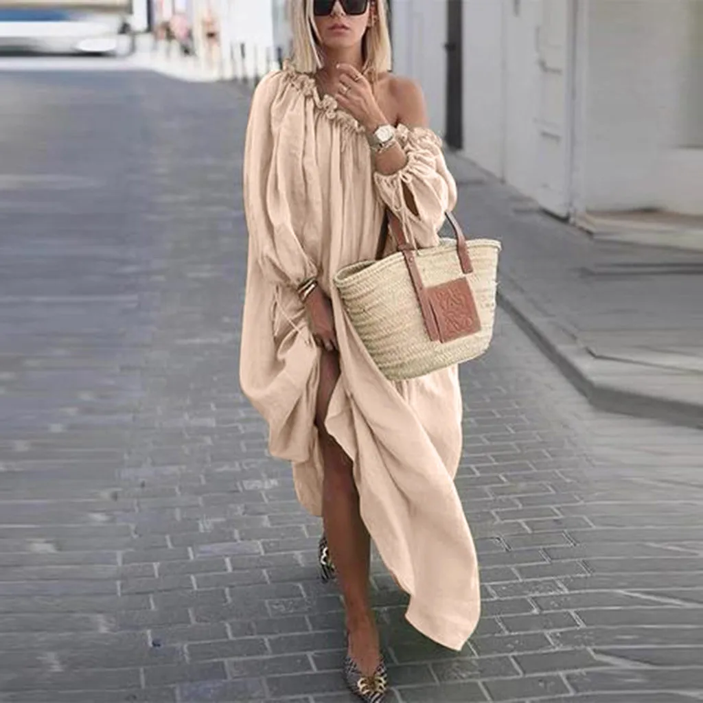 

2019 Summer autumn Plus Size Dresses Women Plus Size XXXL Loose long vintage Dress Boho Dress Maxi Robe fashion Female#J30