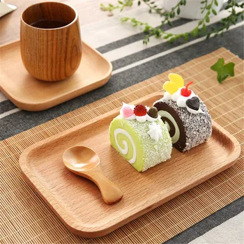 

Wooden Storage Tray Original Color Rectangle Tea Set Breakfast Trays Japanese Style Snack Fruit Dessert Plate Wood Tableware