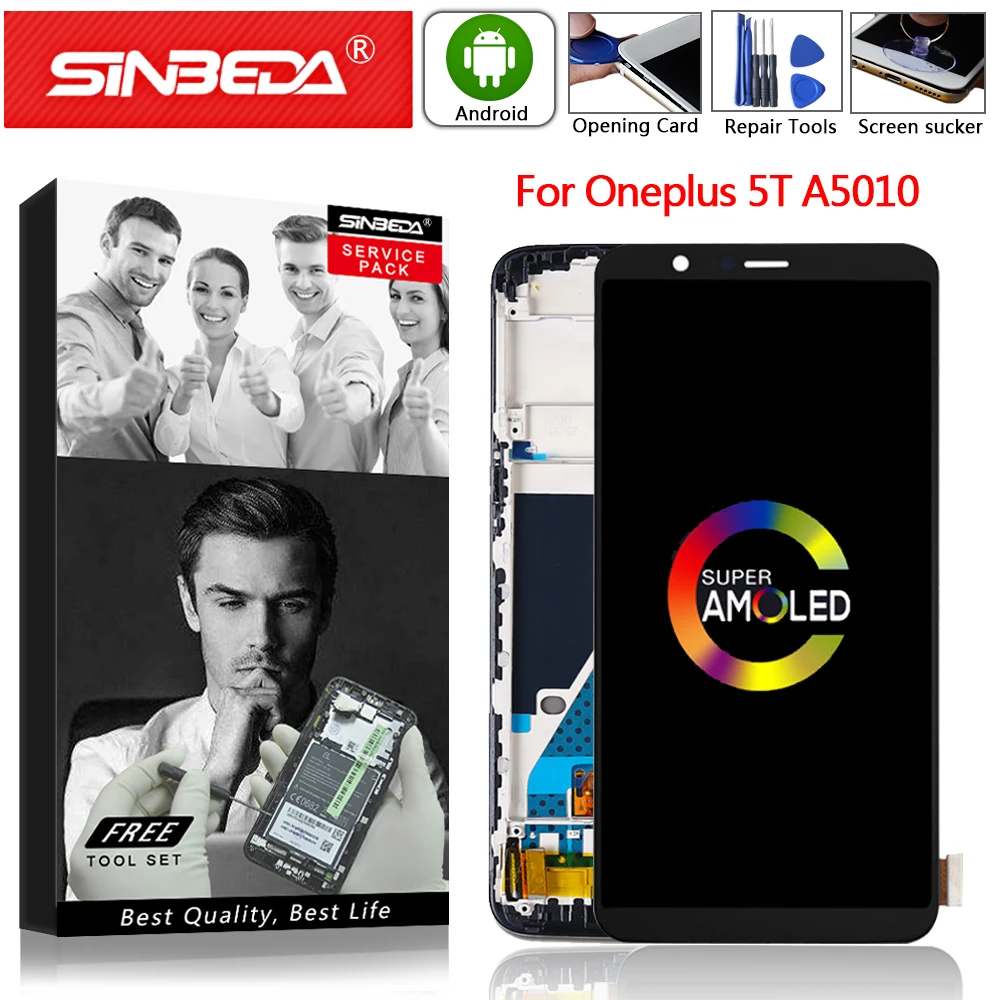 

Original AMOLED LCD For Oneplus 5T Display A5010 Touch Screen Digitizer For Oneplus 5T LCD Screen For One Plus 5T LCD Display