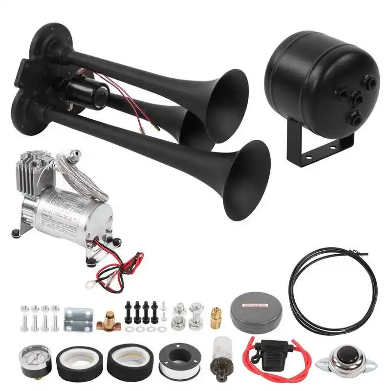 3 Trumpets Air Horn Easy Replace 150db Car Trumpet Kit With Compressor