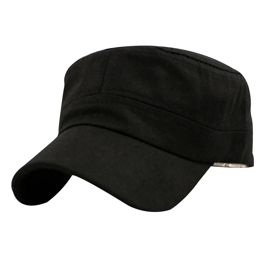 Мужские и женские военные Регулируемый головной убор Snapback плоские крыша шапки военные регулируемые Классические Кепки винтажные армейские военные Cadet хлопковые шляпы D40 - Цвет: Черный