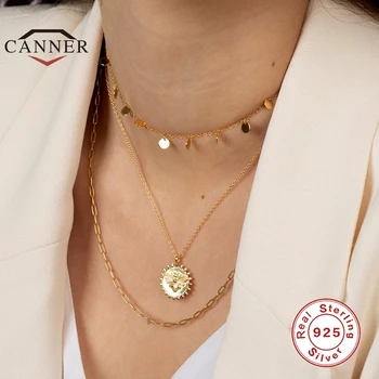 

CANNER 925 Sterling Necklace for Women Personalized round bee clavicle necklace Pendant Choker Necklace Chain Jewelry collares