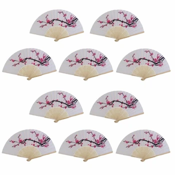 

50Pcs Folding Handkerchief Fan Folding Plum Fan Wedding Decoration Decoration Gift Gift