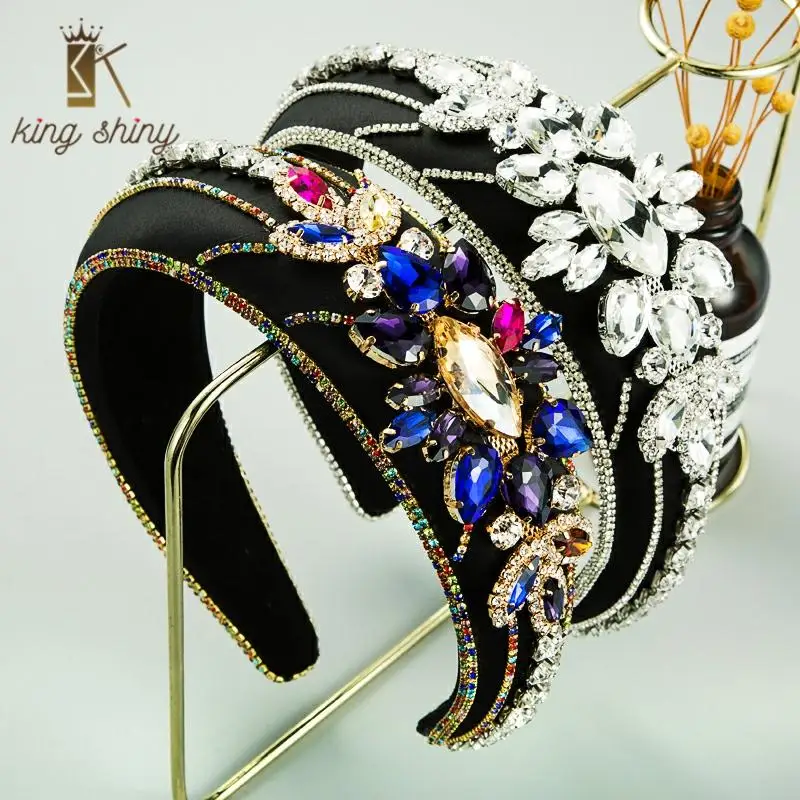 Повязка на голову женская с цветами и кристаллами металлическими вставками |