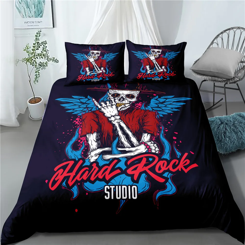 

Home textile quilt cover and pillowcase three-piece set Art skull 3D digital printing quilt cover bedding bed linen quilt cover