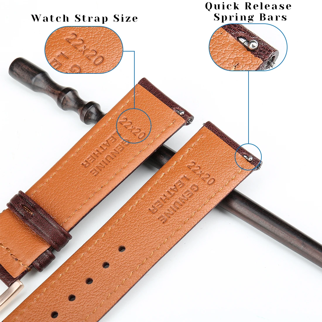 MAIKES Retro Genuine Leather Watch Band Black Brown Quick Release Watch Strap 18mm 20mm 22mm Italian Calfskin Leather Watchband