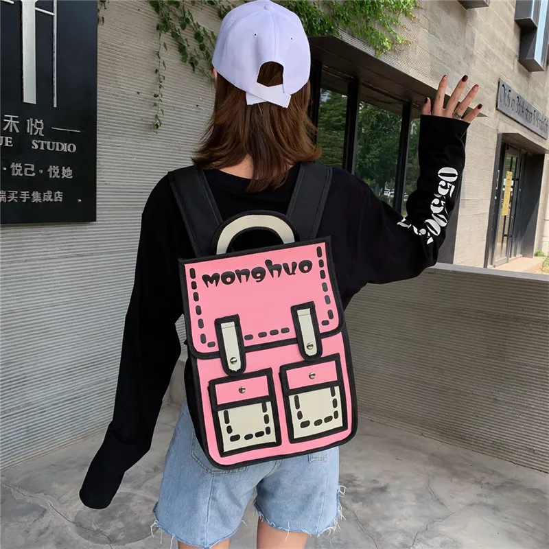 

3D Jump Style Women Backpack 2D Drawing Cartoon Back Bag Comic Messenger Tote Fashion Cute Student Bags Unisex Knapsack Bolos #4