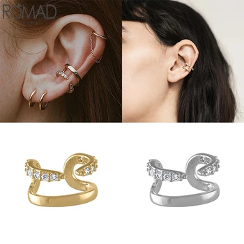 

925 Sterling Sliver Ear Cuff brinco prata Geometric Luxury AAAAA Zircon Earrings For Women Party Daily Jewelry Earcuff 2020 W4