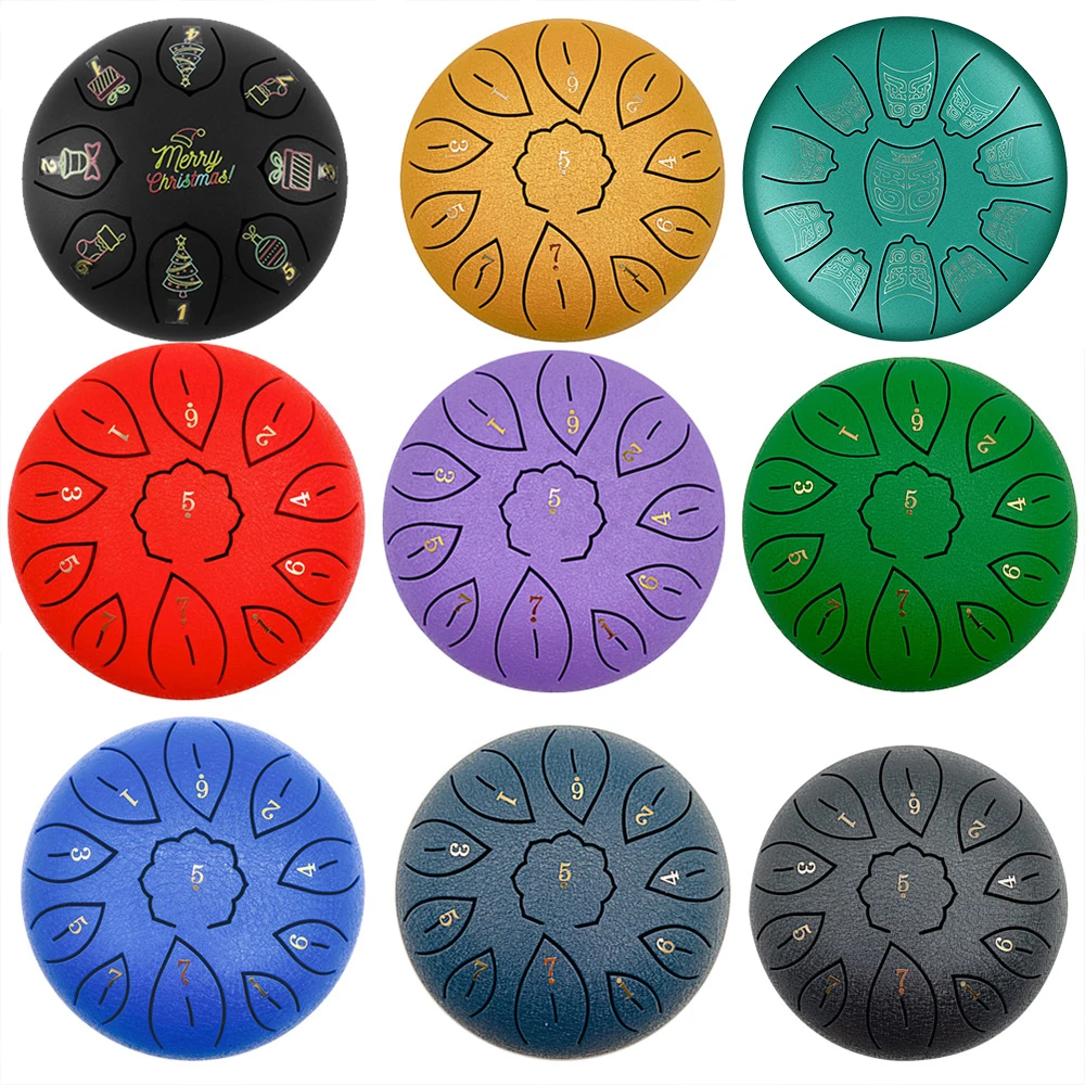 8/11 Tune Tongue Drum 6 Inch Steel Tongue Drum Kits With Drumstick Finger Cots Bag Drumstick Stand Instruments Accessories