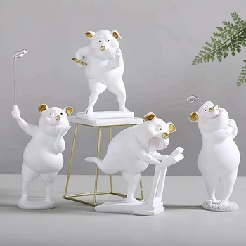 

[Cute] Yoga Exercise Cute Pig Ornaments Modern Simple and Strange Fun Gift Girl Room Bedroom Living Room Decorations