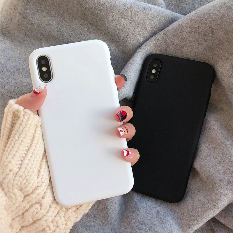 

Retro Solid color Simple Korean Phone Case For iPhone 7 7 Puls 6 6S 7 8 Puls X Xsmax XR Xs Case White Soft Silicone Cover Coque