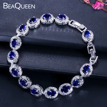 BeaQueen, известный бренд, темно-синий, CZ Кристалл, Женские Ювелирные изделия, модные, овальной огранки, кубический цирконий, камень, теннисные браслеты, B014