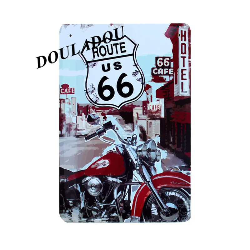 [Douladou] Hot Road, старинная металлическая жестяная вывеска 66, Ретро Авто табличка, плакат, бар, паб, гараж, домашняя тарелка, украшение стены 30*20 см - Цвет: 4